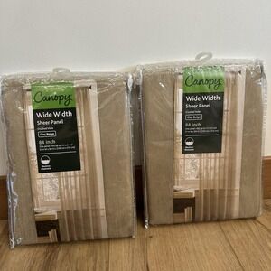Set Of 2 Canopy Wide Width Sheer Panel Curtains Clay Beige Voile 51x84